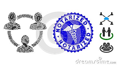 Flu Collage Trust Circle Icon with Medic Distress Notarized Seal Vector Illustration
