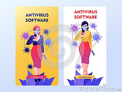 Epidemiologist online mobile app template Vector Illustration