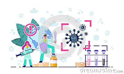 Epidemiology. Medical chemistry laboratory Cartoon Illustration