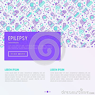 Epilepsy concept with thin line icons Vector Illustration