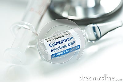 Epinephrine Injection Ampule Stock Photo