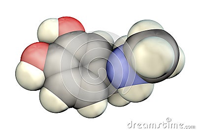 Epinephrine molecule, a hormone produced by adrenal gland Cartoon Illustration