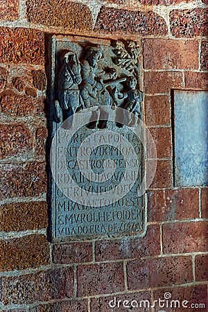 Epitaph on wall ofChapel Of St. Catherine, Church built in 1510 A.D.,UNESCO World Heritage Editorial Stock Photo