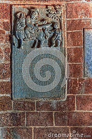 Epitaph on wall ofChapel Of St. Catherine, Church built in 1510 A.D.,UNESCO World Heritage Editorial Stock Photo