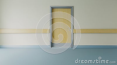 Epmty hospital corridor and room door realistic 3D rendering Stock Photo