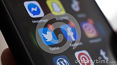 Group of Social Media Application on iPhone Smartphone Editorial Stock Photo