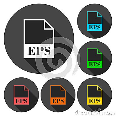 EPS file icons set with long shadow Vector Illustration