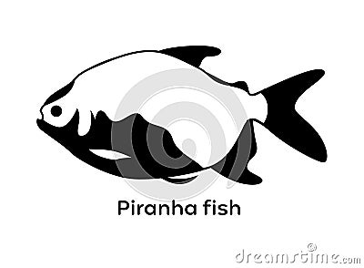 Piranha Fish silhouette Vector Illustration