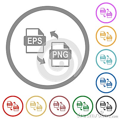 EPS PNG file conversion flat icons with outlines Vector Illustration