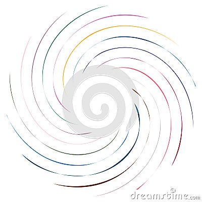 Circular Spiral, swirl, twirl design element. Concentric, radial and radiating burst of lines with rotation, gyre and curved Vector Illustration
