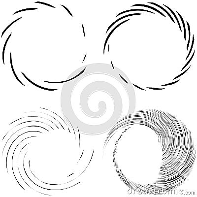 Circular Spiral, swirl, twirl design element. Concentric, radial and radiating burst of lines with rotation, gyre and curved Vector Illustration