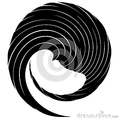 Circular Spiral, swirl, twirl design element. Concentric, radial and radiating burst of lines with rotation, gyre and curved Vector Illustration