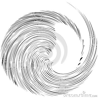 Circular Spiral, swirl, twirl design element. Concentric, radial and radiating burst of lines with rotation, gyre and curved Vector Illustration