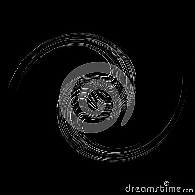 Cycle design element with contort, spin effect. Abstract swerve circlet spiral Vector Illustration