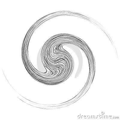 Cycle design element with contort, spin effect. Abstract swerve circlet spiral Vector Illustration