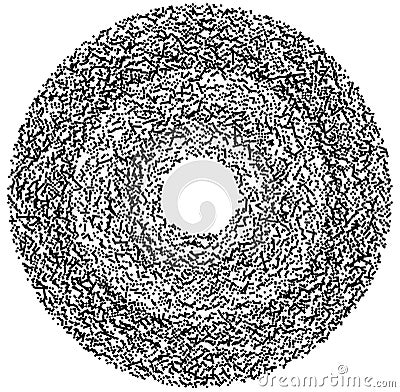 Grayscale random squares in circle formation abstract geometric element. Circle, circular mosaic Vector Illustration
