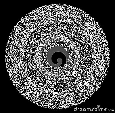 Grayscale random squares in circle formation abstract geometric element. Circle, circular mosaic Vector Illustration