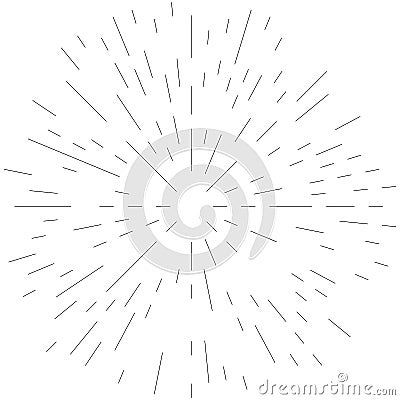 Radial, radiating lines abstract burst element. Concentric whirligig volute, helix spreading stripes. Circular, cyclic strips, Vector Illustration