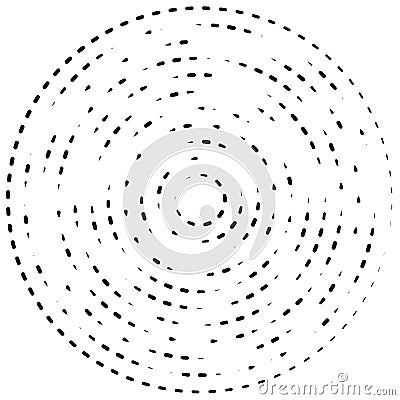 Radial, radiating lines abstract burst element. Concentric whirligig volute, helix spreading stripes. Circular, cyclic strips, Vector Illustration
