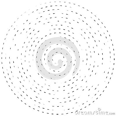 Radial, radiating lines abstract burst element. Concentric whirligig volute, helix spreading stripes. Circular, cyclic strips, Vector Illustration