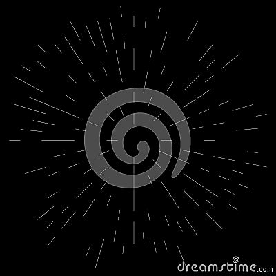 Radial, radiating lines abstract burst element. Concentric whirligig volute, helix spreading stripes. Circular, cyclic strips, Vector Illustration