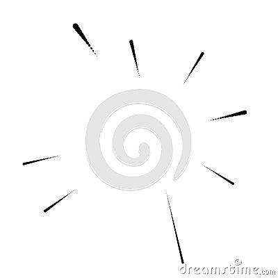 Radial, radiating lines abstract burst element. Concentric whirligig volute, helix spreading stripes. Circular, cyclic strips, Vector Illustration