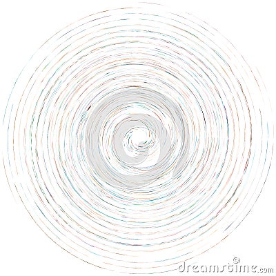 Single mottled, multi-color and colorful spiral, swirl, twirl element. Twisted cyclic, circular and radial, radiating whorl, Vector Illustration