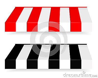 Colorful set of striped awnings Vector Illustration