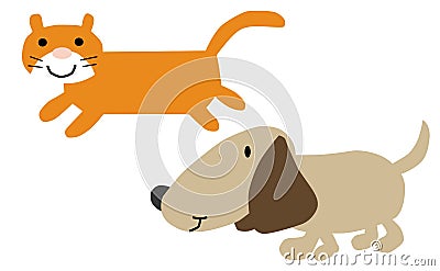 Cat and dog cartoon illustration Stock Photo