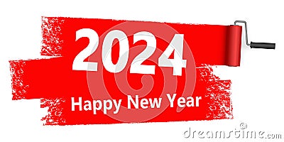 eps vector file with red colored paint roller concept for New Year 2024 advertising greetings Vector Illustration