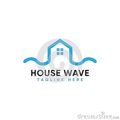 eps10 vector house wave logo design template Vector Illustration