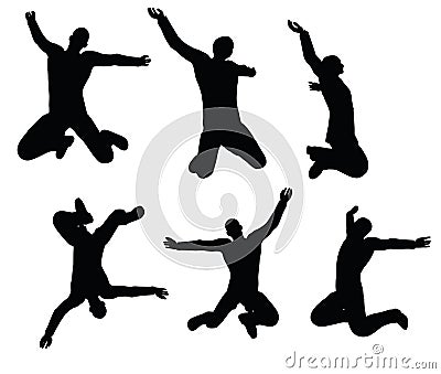 EPS 10 vector illustration of boy silhouette in sitting Jumping pose Vector Illustration