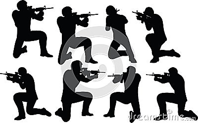 EPS 10 Vector illustration in silhouette of businessman soldier shoot Vector Illustration