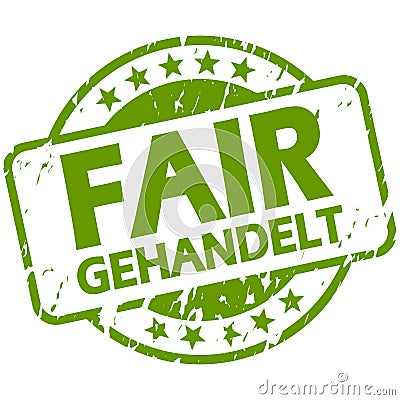 green stamp with Banner Fair trade (in german Vector Illustration