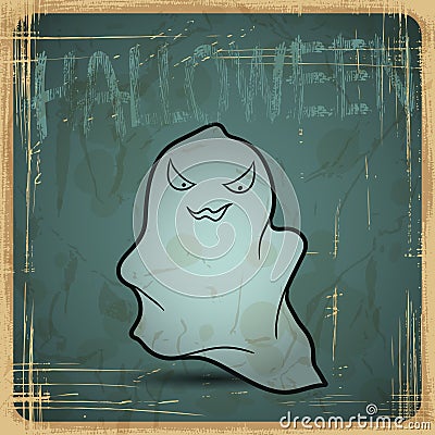 EPS10 vintage grunge old card. Halloween ghost Vector Illustration