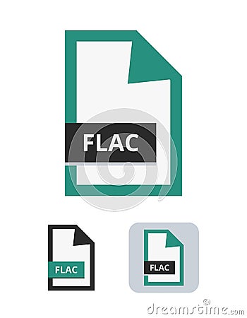 Flac file vector icon. Symbol of flac digital audio format for lossless compression â€“ songs and sounds. Vector Illustration