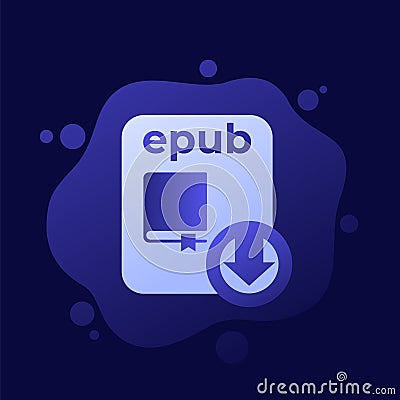epub file download icon, e-book format vector Vector Illustration