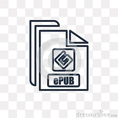 Epub vector icon isolated on transparent background, linear Epub transparency concept can be used web and mobile Vector Illustration