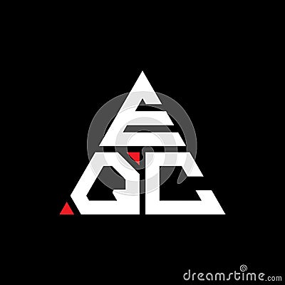 EQC triangle letter logo design with triangle shape. EQC triangle logo design monogram. EQC triangle vector logo template with red Vector Illustration