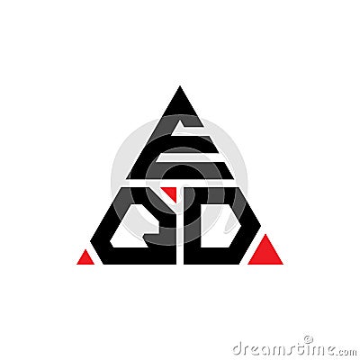 EQD triangle letter logo design with triangle shape. EQD triangle logo design monogram. EQD triangle vector logo template with red Vector Illustration