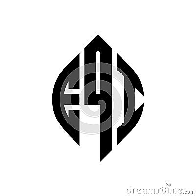 EQI circle letter logo design with circle and ellipse shape. EQI ellipse letters with typographic style. The three initials form a Vector Illustration