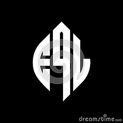 EQL circle letter logo design with circle and ellipse shape. EQL ellipse letters with typographic style. The three initials form a Vector Illustration