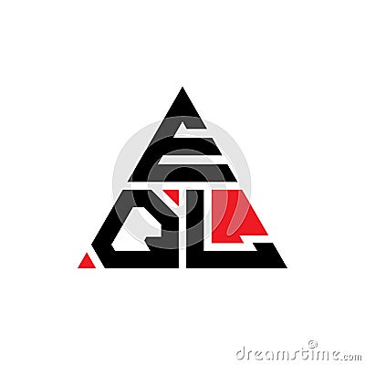 EQL triangle letter logo design with triangle shape. EQL triangle logo design monogram. EQL triangle vector logo template with red Vector Illustration