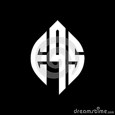 EQS circle letter logo design with circle and ellipse shape. EQS ellipse letters with typographic style. The three initials form a Vector Illustration