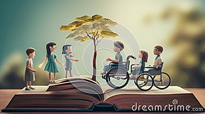 Equal Access to Education. Inclusive Learning. Access To Education For Students With Disabilities. Generative AI Stock Photo