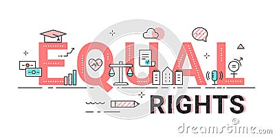 Equal Rights Sign Vector Illustration. Human Rights, Equality in Society Concept Vector Illustration