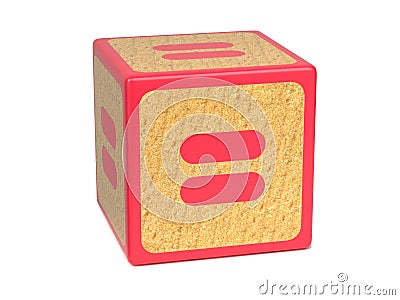 Equal Sign - Childrens Alphabet Block. Stock Photo