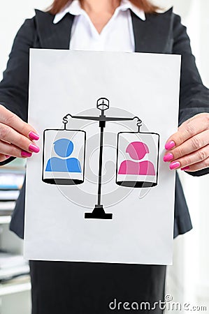 Equality concept shown by a businesswoman Stock Photo