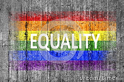 Equality and LGBT flag painted on background texture gray concrete Stock Photo