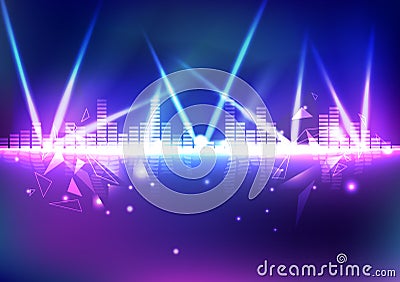 Equalizer, music volume with triangle neon light effect, digital Vector Illustration